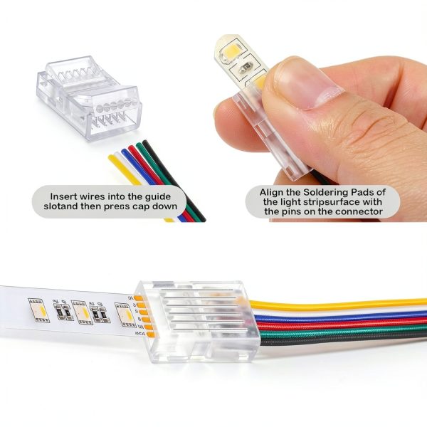 Flutesan Transparent LED Strip Connectors 5 Pin 12V Copper-4