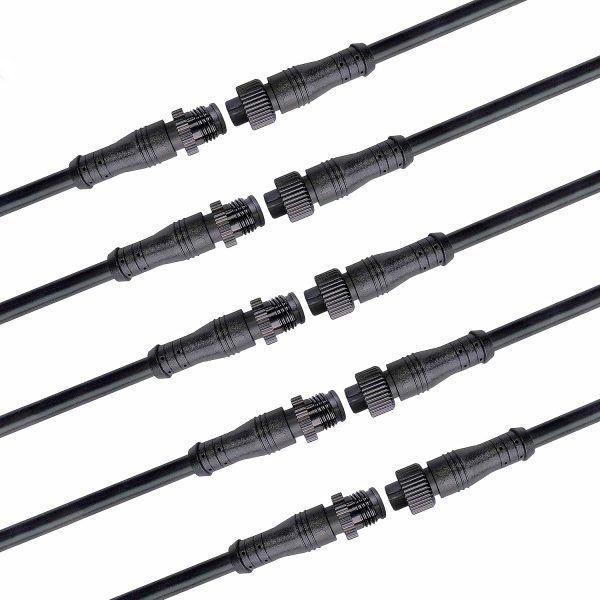 WOODGUILIN LED Connectors 3 Pin 18AWG Waterproof Male Female-0