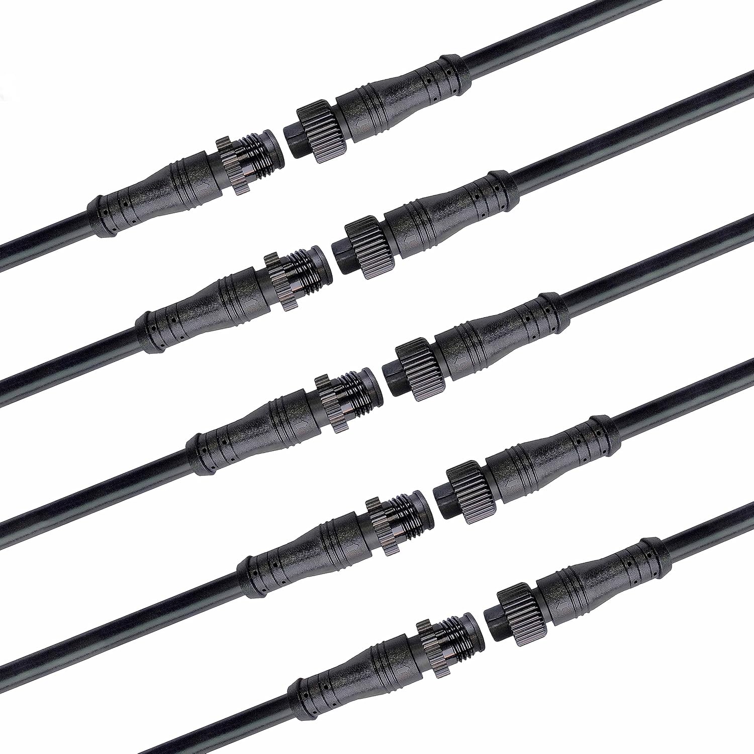 Installing WOODGUILIN LED Connectors 3 Pin 18AWG Waterproof Male Female on a wooden desk