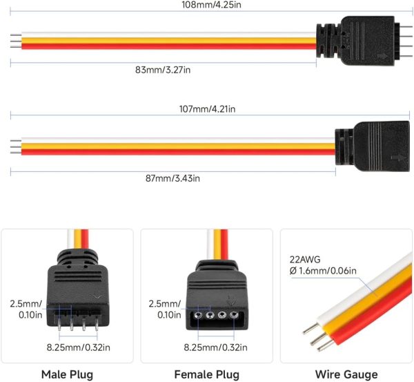BTF-LIGHTING JST Connectors 4PIN 6PIN 3PIN 2PIN DC LED-1