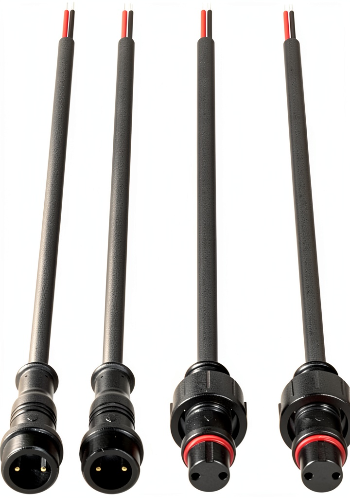 Hysmigor 2-pin LED connector showing male and female ends with wire connections