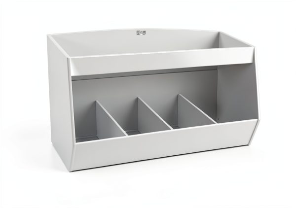 Lab Storage Shelf with 4 Bins TrippNT White PVC Safety Lip 24x12x10in-5