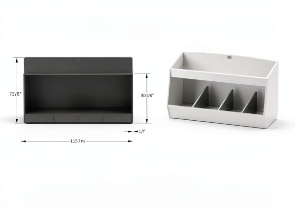 Lab Storage Shelf with 4 Bins TrippNT White PVC Safety Lip 24x12x10in-1