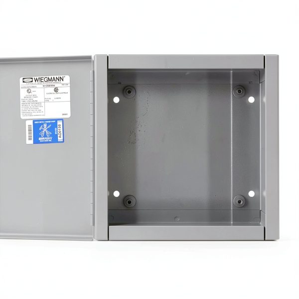 Wiegmann N1C080804 N1C-Series NEMA 1 Small Hinged Cover Wallmount Cabinet, Steel, 8" x 8" x 4"-1