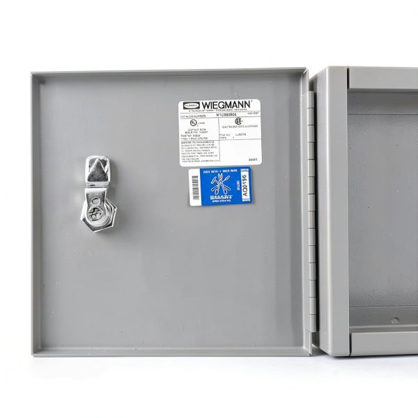 Wiegmann N1C080804 N1C-Series NEMA 1 Small Hinged Cover Wallmount Cabinet, Steel, 8" x 8" x 4"-2