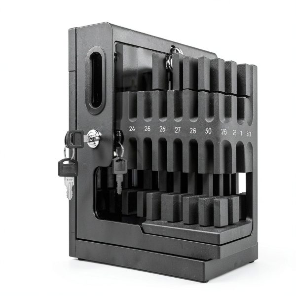 Luxor CHZZ002 CellGuard Phone Storage Cabinet, Cell Phone Locker for Classroom with 32 Foam Slots, Locking Acrylic Door, Powder-Coated Steel, Wall-Mount Kit Included, 15"W x 9"D x 16.25"H, Gray-4