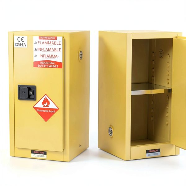 Flammable Storage Cabinet 23x18x35 Galvanized Steel Adjustable Shelves-6