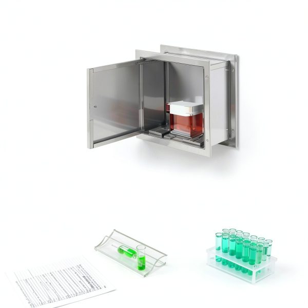 Specimen Box with Pass Tray, Window Pass Through Specimen Tray Box with Dual Sided Access Doors, 12.7” H x 13.2” W x 6” D-1