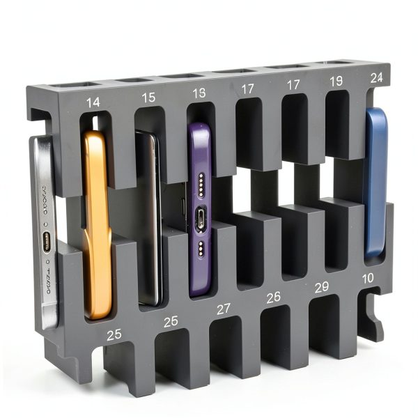 Luxor CHZZ002 CellGuard Phone Storage Cabinet, Cell Phone Locker for Classroom with 32 Foam Slots, Locking Acrylic Door, Powder-Coated Steel, Wall-Mount Kit Included, 15"W x 9"D x 16.25"H, Gray-3
