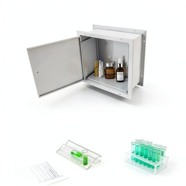 DIYTuning Specimen Lab Pass Thru Cabinet with Double Access Doors, Stainless Steel Surface, Recessed Specimen Pass-Thru Cabinet, Adjustable Flange-1