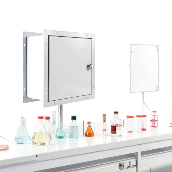 DIYTuning Specimen Lab Pass Thru Cabinet with Double Access Doors, Stainless Steel Surface, Recessed Specimen Pass-Thru Cabinet, Adjustable Flange-7