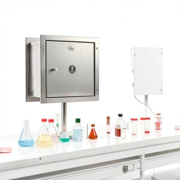 Specimen Box with Pass Tray, Window Pass Through Specimen Tray Box with Dual Sided Access Doors, 12.7” H x 13.2” W x 6” D-6