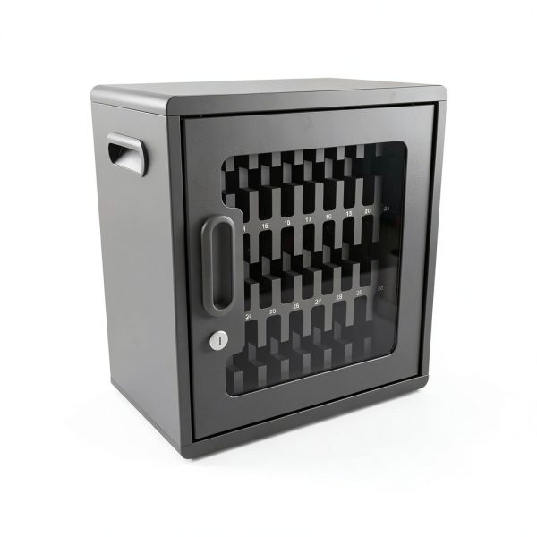 Luxor CHZZ002 CellGuard Phone Storage Cabinet, Cell Phone Locker for Classroom with 32 Foam Slots, Locking Acrylic Door, Powder-Coated Steel, Wall-Mount Kit Included, 15"W x 9"D x 16.25"H, Gray-0